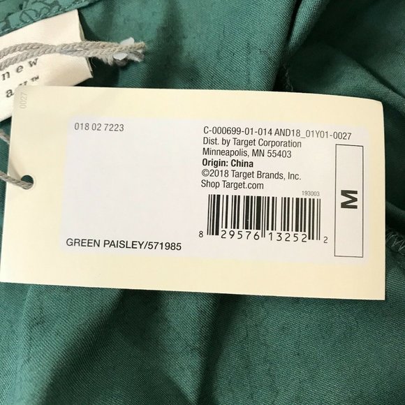 A New Day Women's Puff Sleeve Round Neck Paisley Green Blouse Top Choose S or M - Picture 9 of 13